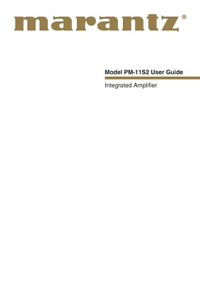 Bedienungsanleitung-Operating Instructions für Marantz PM-11 S2 