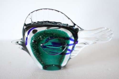 Murano Italian Art Glass -Sculpture or Figure - Amazing BLUE & GREEN FISH - Picture 7 of 7