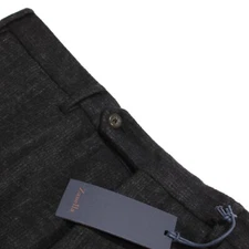 Zanella NWT Dress Pants Size 34 US Josh In Dark Gray & Blue Plaid Wool Blend