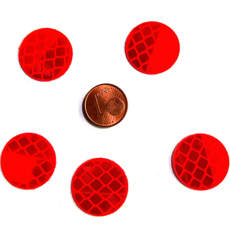 3M SCOTCHLITE 20mm 3M™ Scotchlite Rückstrahler Reflektor Reflexfolie Rund Kreis Geocaching Rot