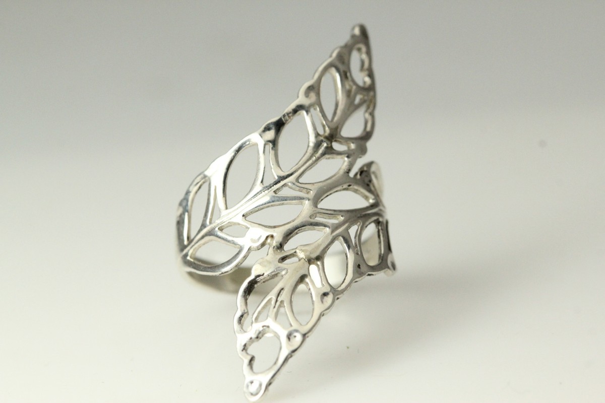 Cross Over Leaf Ring 295 Sterling Silver Size 7.34 (RIN7898