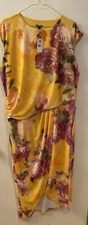 Express Yellow Floral Print Dress Size L NWT