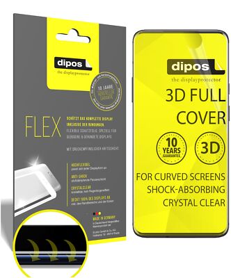 3x OnePlus 7 Pro Schutzfolie Folie, 100% Displayabdeckung, dipos Flex