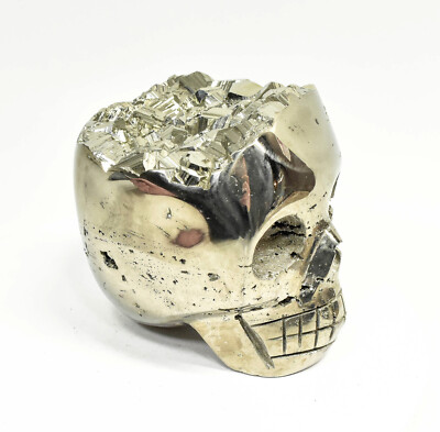 4.05'' Polished PYRITE SKULL Huanzala mine, Peru T495