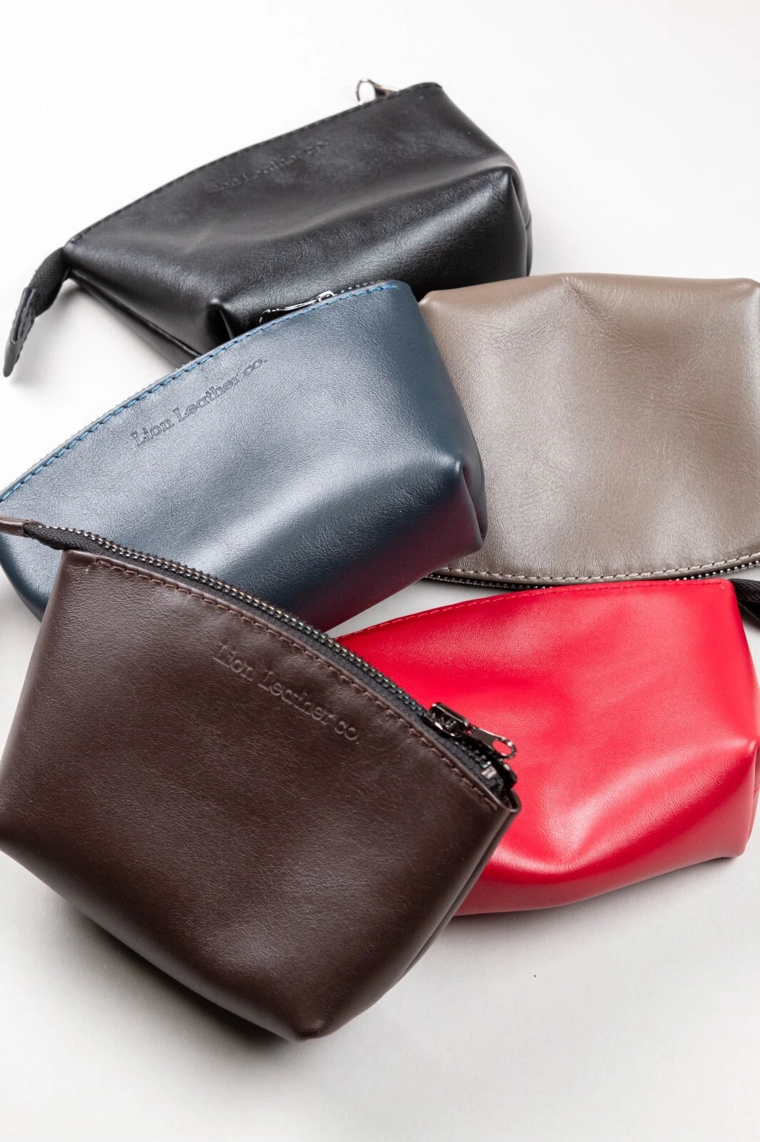 Genuine Leather Make Up Small Cosmetic Travel Bag Zippered Pouch Pill Organizer