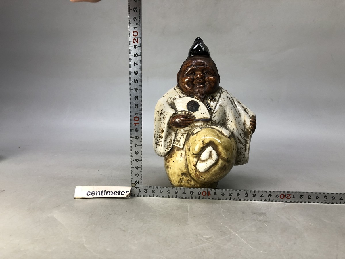 Y8336 OKIMONO Seto-ware Sanbaso figurine signed Japan antique