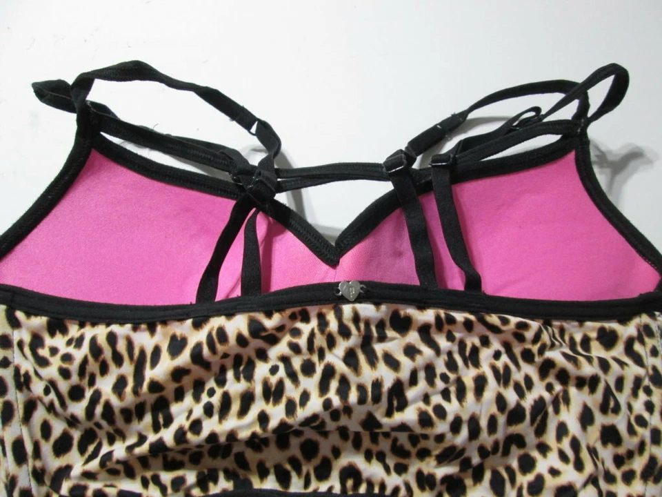 Sutiã Victoria Secret tamanho XS bege/preto pulôver push-up com fio estampa animal - Imagem 2 de 4