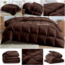 Luxury Premium Soft Stripe Chocolate Comforter Goose Down Alternative Queen Size