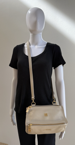 GIVENCHY Sugar Goatskin Leather Mini Pandora Crossbody Bag Handbag, Beige - Picture 11 of 13