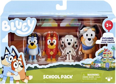 Bluey School Pack Mini Figure 4-Pack [Bluey, Rusty, Chloe