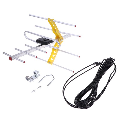 Outdoor 100Mile Amplified 8 Yagi Antenna HD TV 10dB Long Range UHF/VHF/FMJO