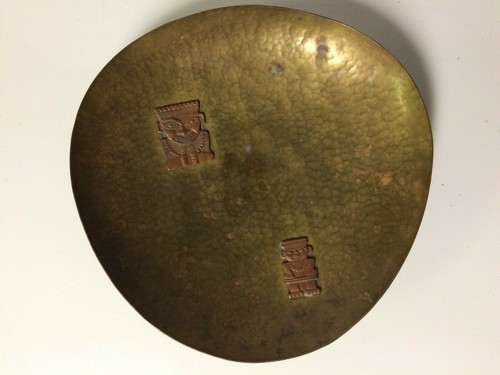 Vintage Brass Incan Religious Offering Plate Candy Dish Handmade Unique B2 - 第 1/12 張圖片