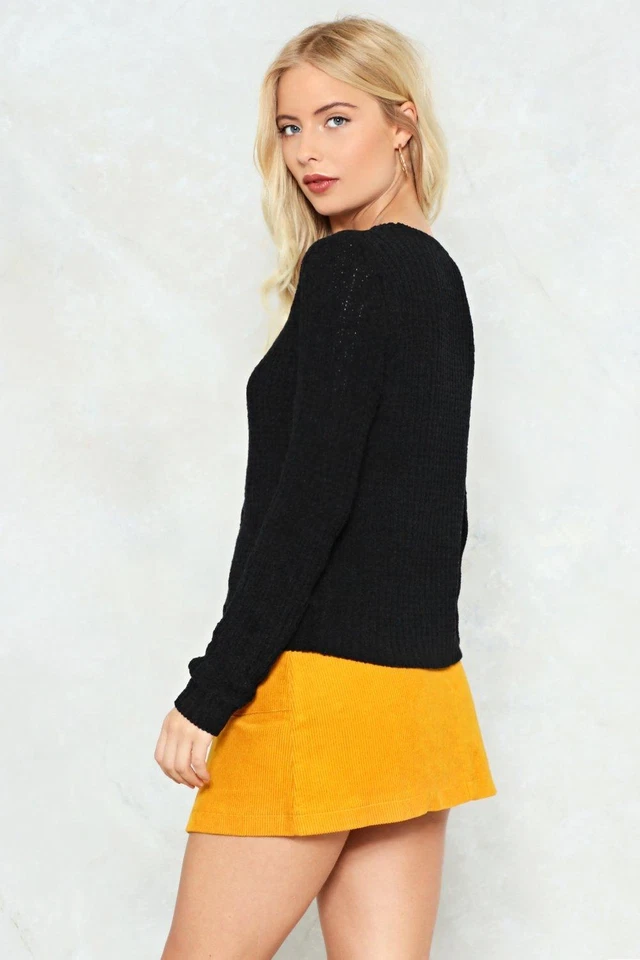 Suéter Brave Soul Kiss It Better com nervuras preto Reino Unido tamanho 14 RRP £40 TD9 FF 09 - Imagem 2 de 4