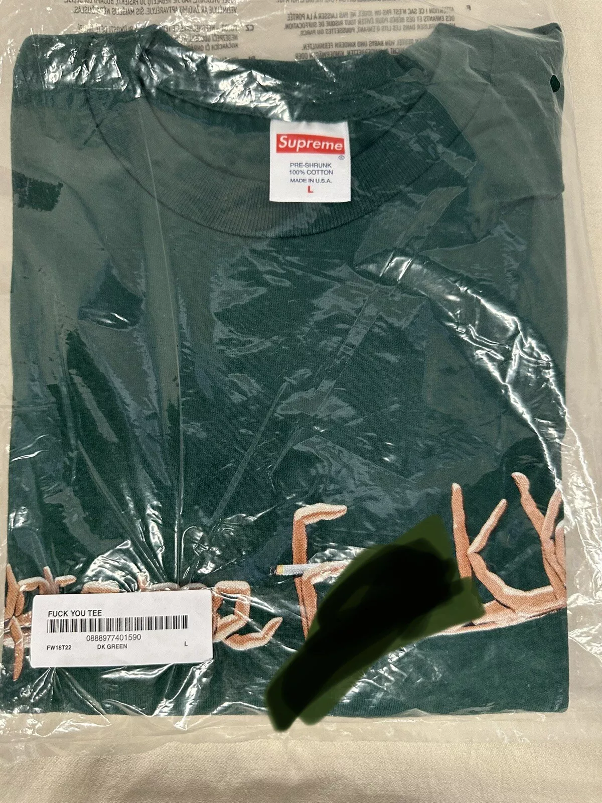 Tee shirt Supreme F You   Vert foncé   Large FW18