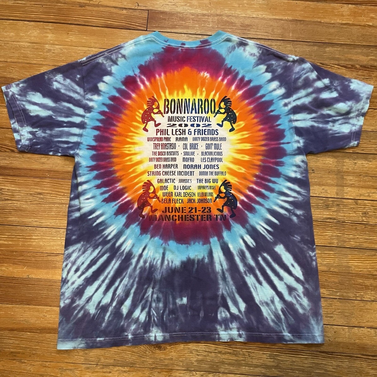 Vintage Bonnaroo 2002 Festival Shirt Size XL Tie Dye Jam Rock Band 