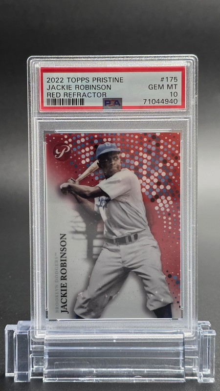 🔥 POP 1 🔥 2022 Topps Pristine Jackie Robinson RED REFRACTOR 4/5 HOF-PSA 10🔥