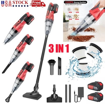 Cordless 3 In 1 Twin-motor Vacuum Cleaner Strong Suction Rechargeable +2*Battery