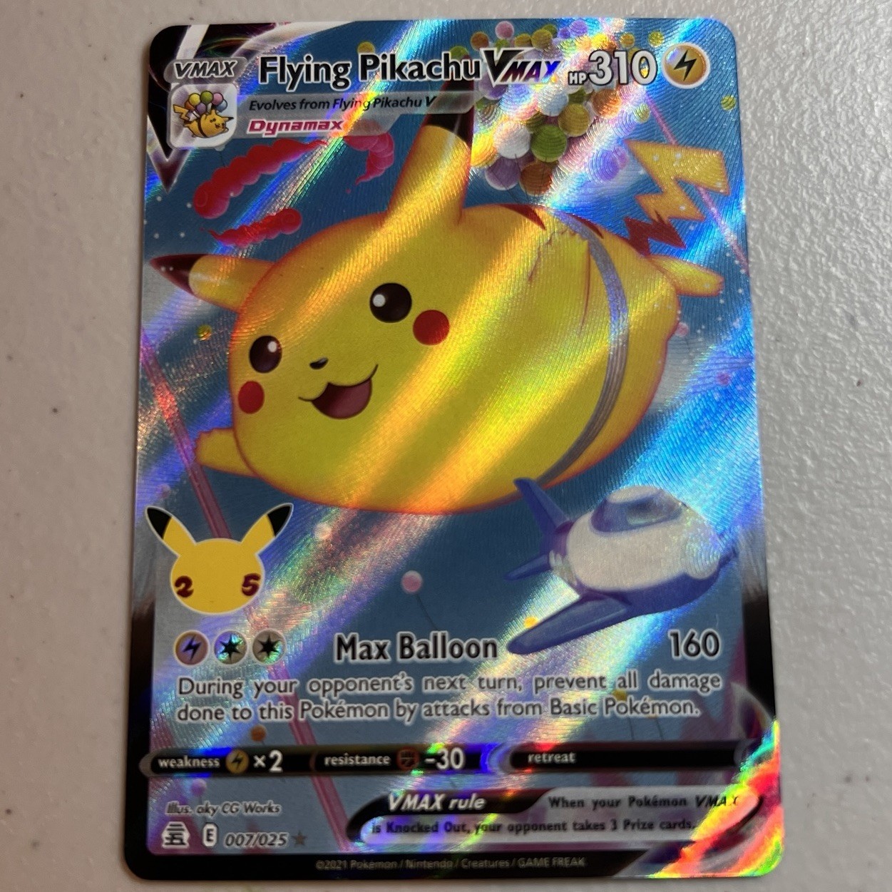 Flying Pikachu VMAX 007/025 Celebrations Pokemon TCG Holo VMAX Rare NM