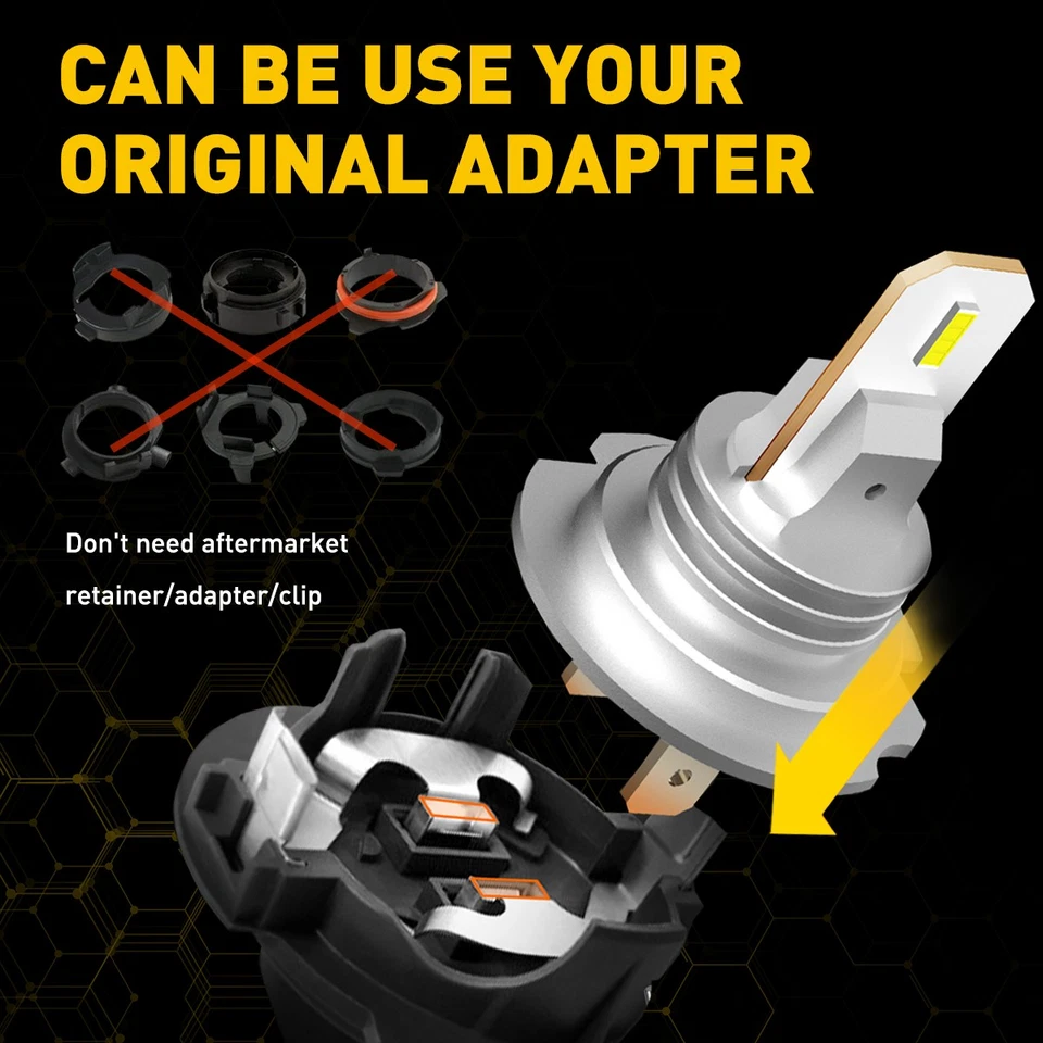 For Kenworth T370 T680 T880 Truck 2013-2022 H7 6000K LED Headlight High Low Bulb - Image 4 of 4