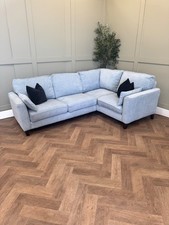 Blue - Furniture Village Brondby Small Fabric Corner Sofa - Delivery Available