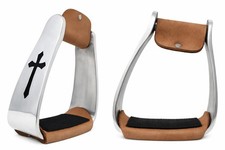 Challenger Western Angled Aluminum Saddle Stirrups w/ Black Cross Inlay 5173