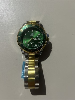 Rinnady Men s 2 Town Watch Green Dial 