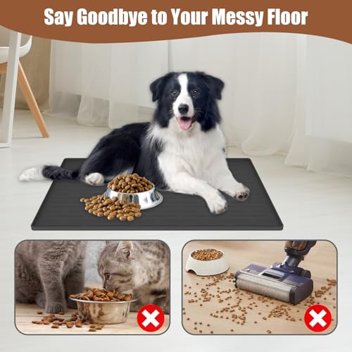 Dog Food Mat, Silicone Dog and Cat Mat for Food and Water Bowls, Waterproof - Picture 7 of 7