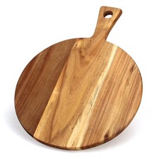 Acacia Wood Cutting Board With Handle Wooden Chopping Board Round Cutt