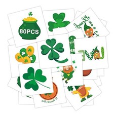 80 Pieces St Patrick's Day Tattoos for Kids Over 3 Years Old