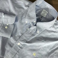 Brooks Brothers Blue Supima OCBD Regent Logo Button Down Shirt Mens XL EUC
