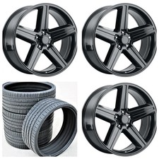 24 Gloss Black Iroc Rims Wheel Tire 2553024 Gmc Chevy C10 Impala 5x127 5x5