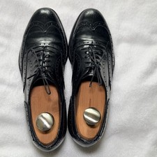 Leather Wingtip Oxford Men's Brogue Dress Shoes Black Lace Up