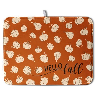 Hello Fall Absorbent Orange Pumpkin 18x24'' Dish Drying Mat for Counter