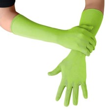 Elbow Length Mesh Gloves, Women Sheer Tulle Long Gloves for Extra Long Green