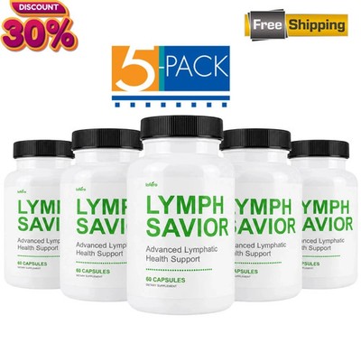 5-Pack Lymph Savior - Advanced Lymphatic Health Support Supplement - 300 Caps