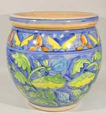 Cachepot in ceramica maiolica dipinto a mano con decorazione floreale, ceramica italiana