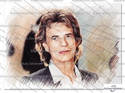 Mick Jagger--18f67-- 1x Druck, 1 x Schlüsselanhänger, 1 x Postkarte