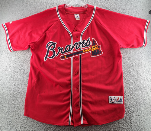 VINTAGE Majestic Atlanta Braves Baseball Jersey Adult 2XL Red MLB Blank Sports