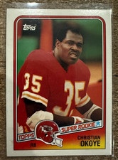 CHRISTIAN OKOYE 1988 card Topps #363 Rookie Rc KANSAS CITY CHIEFS Legend RB NM. rookie card picture