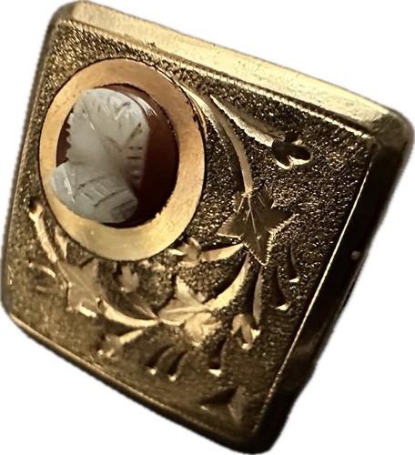 Antico cammeo vittoriano laurea bracciale bottone solitario brevettato 1890 oro pieno - Foto 14 di 16