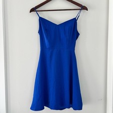 Lulus Royal Blue Fit & Flare Dress XS – V-Neck Spaghetti Strap Tie-Back Party