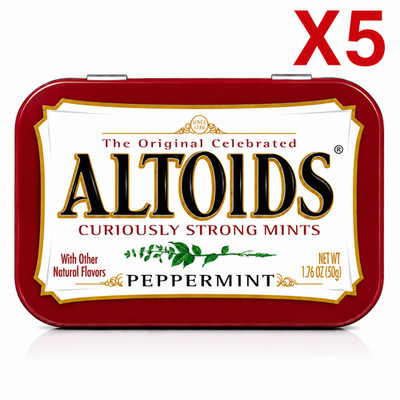 Altoids Classic Peppermint Breath Mints, 1.76-Ounce Tin Pack of 5