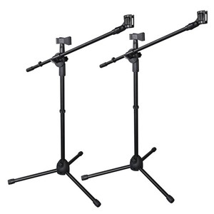 2 Pack Microphone Tripod Stand Rotating Boom Arm Dual Mic Clip Height Adjustable