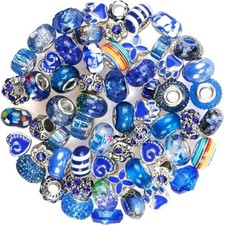 60 Pieces Assorted European Beads with Copper Core Big Hole Resin Spac