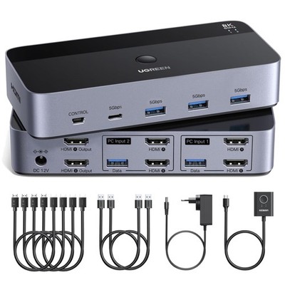 HDMI KVM Switch 2 PC Monitore 8K60Hz 4K240Hz USB 3.0 für Windows Mac Linux