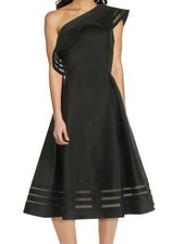 ADRIANNA PAPELL Womens Black Midi Party Fit + Flare Dress 2