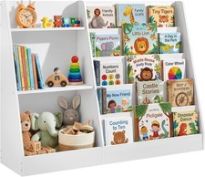 Kids Bookcase, 5-Tier Wooden Montessori Bookshelf and Toy Storage