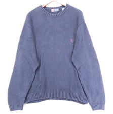 Vintage CHAPS Crew Neck Sweater Mens XL Navy Blue Heavy Cotton Preppy Ivy Y2K
