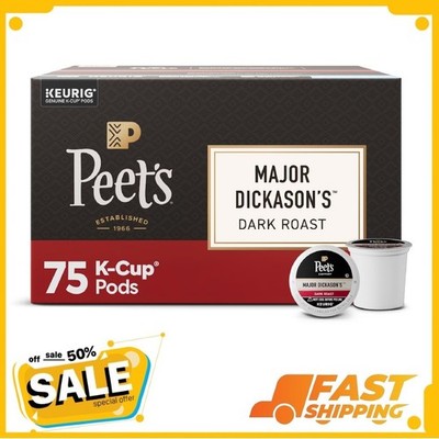 Peet's Coffee Major Dickason's Blend Premium Dark Roast K-Cup Coffee Pods, 75 Ct