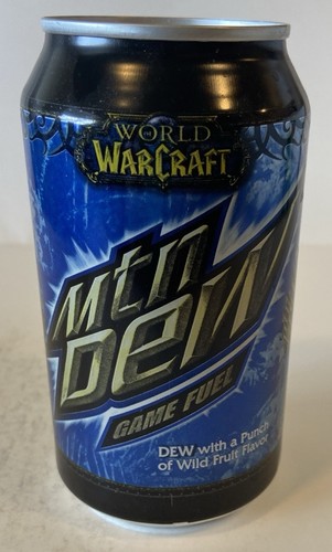 12oz. MTN DEW SODA CAN ( WORLD WARCRAFT WITH WILD FRUIT ) EMPTY BOTTOM OPENED